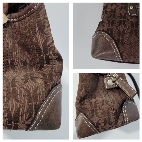 FOSSIL Brown Leather Signature Shoulder Bag Double Handle Spacious Interior - Picture 8 of 12